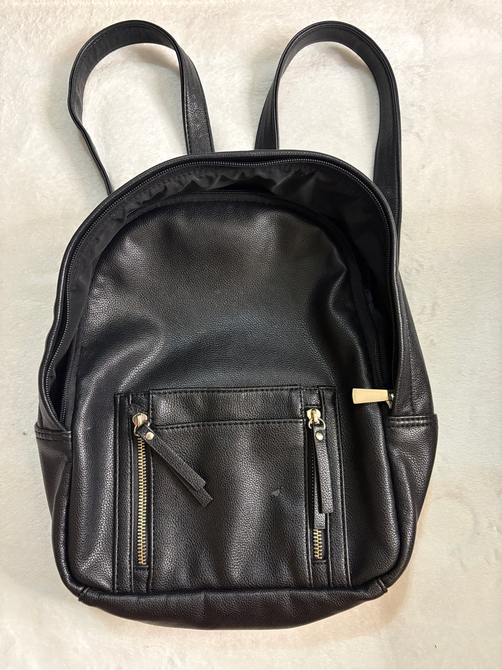 Black Faux Leather Backpack